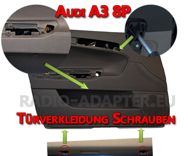 Audi A3 8P Türverkleidung Befestigungspunkte Schrauben
