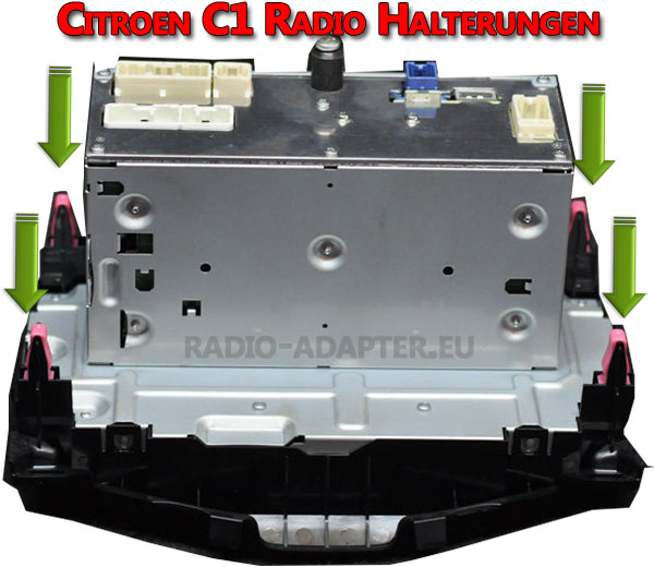 Citroen C1 Radio 2015 Clips Halterungen hinten in der Mittelkonslole