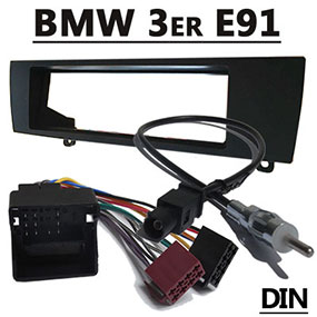 Radioblende-mit-Antennenadapter-und-Kabel-für-BMW-Touring-E91