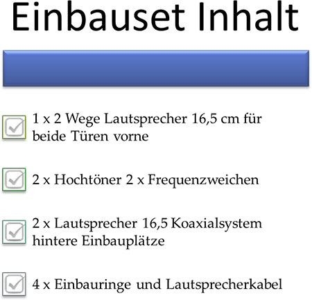 1 x 2 wege lautsprecher vorne koaxllautsprecher hinten