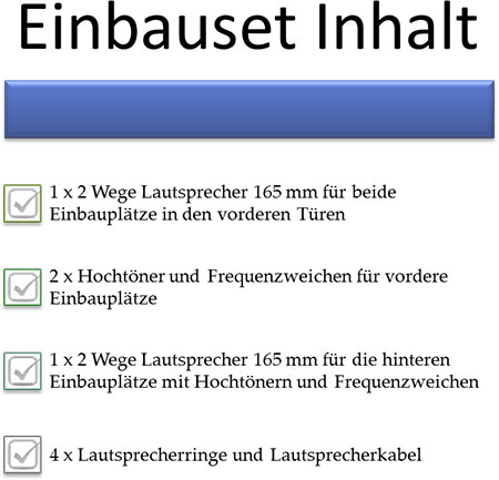 Einbauset Inhalt 1 x 2 wege lautsprecher vorne und hinten