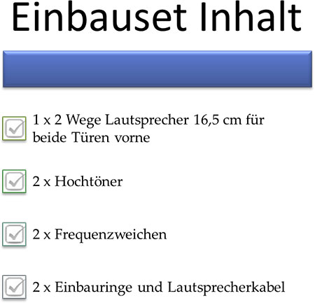 Einbauset Inhalt 1 x 2 wege lautsprecher vorne