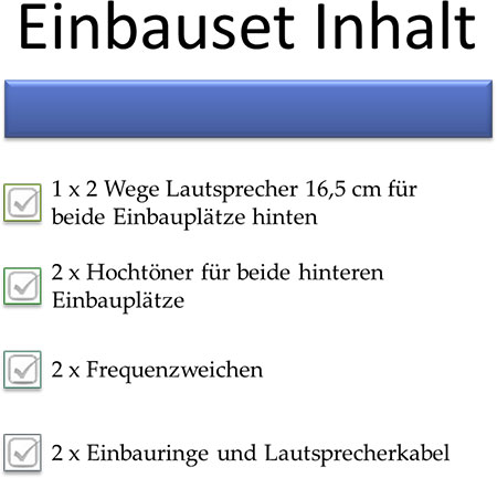 Einbauset Inhalt 1 x 2 wege lautsprecher hinten