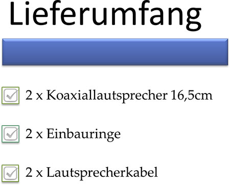 Einbauset Inhalt 1 x Koaxiallautsprecher 16,5 cm