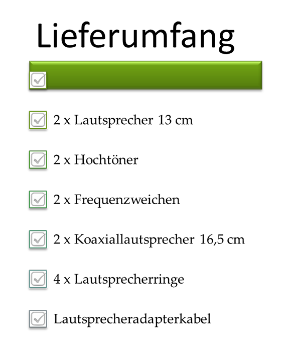 Lieferumfang 13 cm + 16 cm Lautsprecher