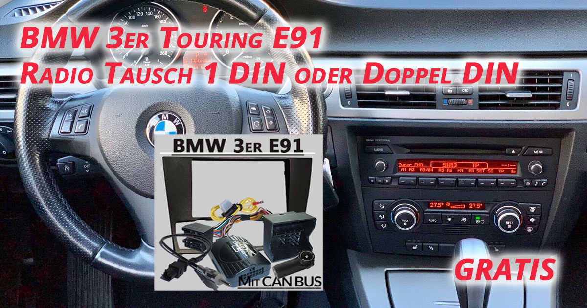 2005-2012 schwarz Touring Radio Einbauset 1 DIN mit LFB für BMW 3er E91 