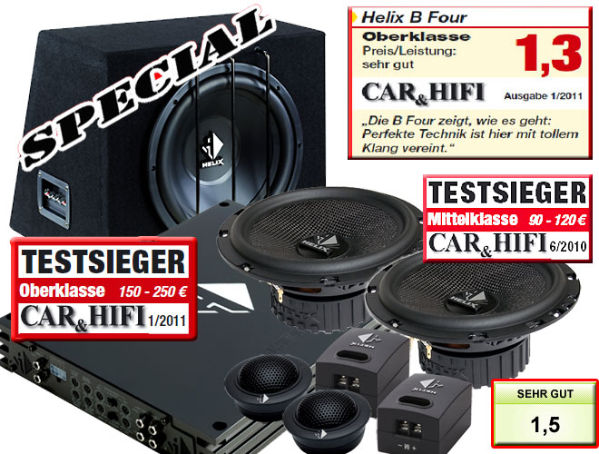 Helix B62c + B12E + B4 Testsieger Car Hifi Anlage